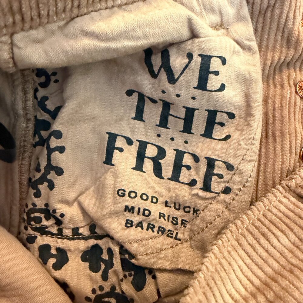 We The Free by Free People Good Luck Mid Rise Corduroy Barrel Jeans, NWOT - Picture 14 of 16